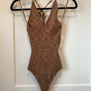 NWT, Abercrombie & Fitch, Elevated Ribbed Halter Bodysuit, Size Small